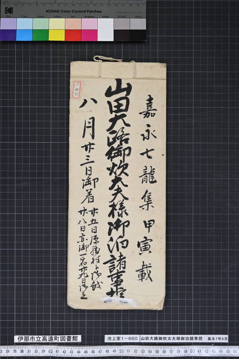 山田大路御炊太夫様御泊諸事控 - ページ 1