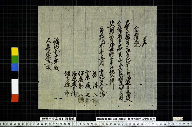 通船方植付方御手傳金證文控 - ページ 59