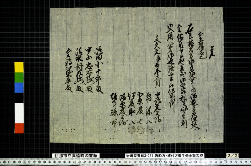 通船方植付方御手傳金證文控 - ページ 64