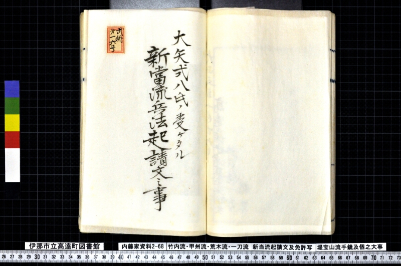 竹内流・甲州流・荒木流・一刀流新当流起請文及免許写堤宝山流手鏡及個之大事 - ページ 66