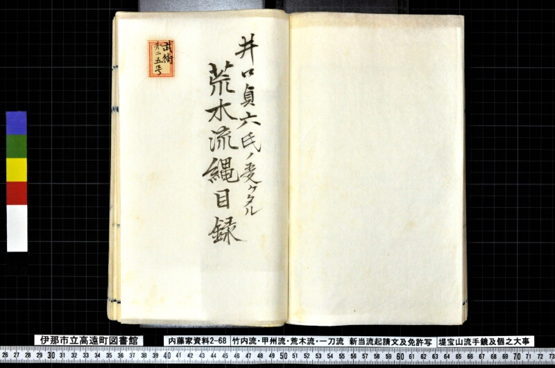 竹内流・甲州流・荒木流・一刀流新当流起請文及免許写堤宝山流手鏡及個之大事 - ページ 100