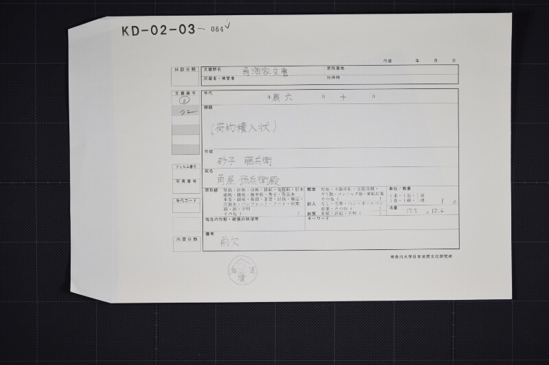 荷物積入に付書状（前欠） - ページ 1