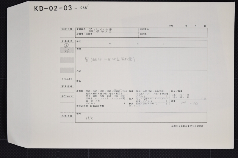 織帆代金覚書（後欠） - ページ 1