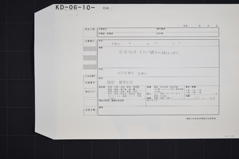 駒調理書（中欠） - ページ 1